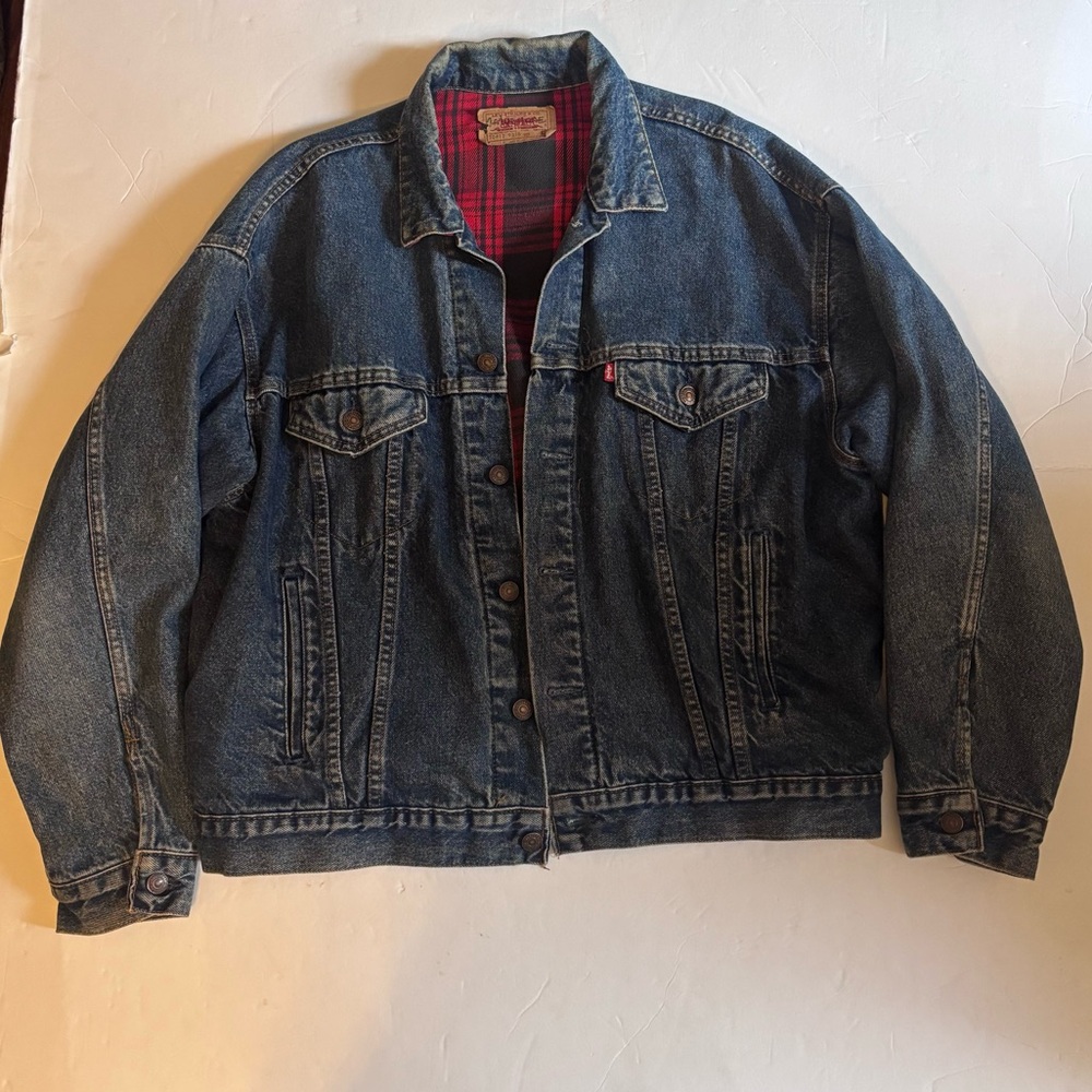 Levi’s Vintage Men’s Buffalo Plaid Lined Denim Jacket 70417 9316 Size Large